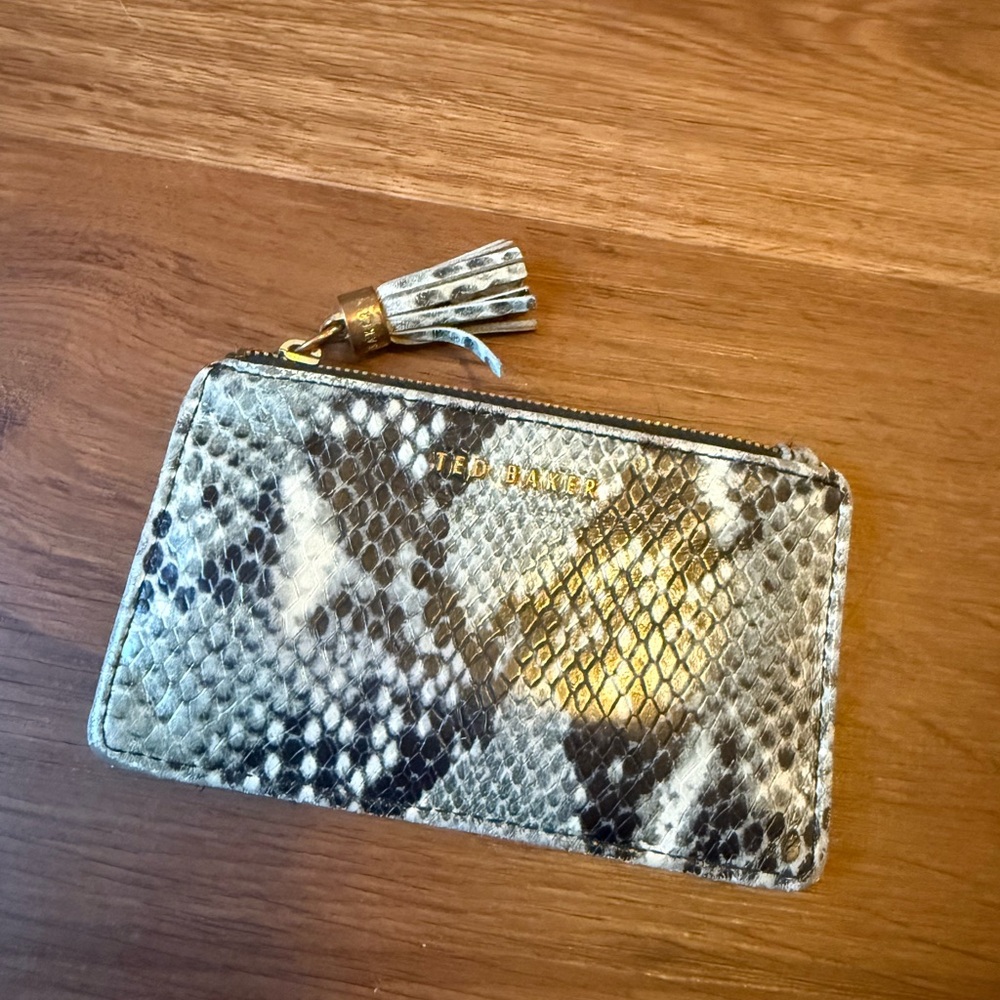 Ted Baker Snake Print Clutch - Black and Gold